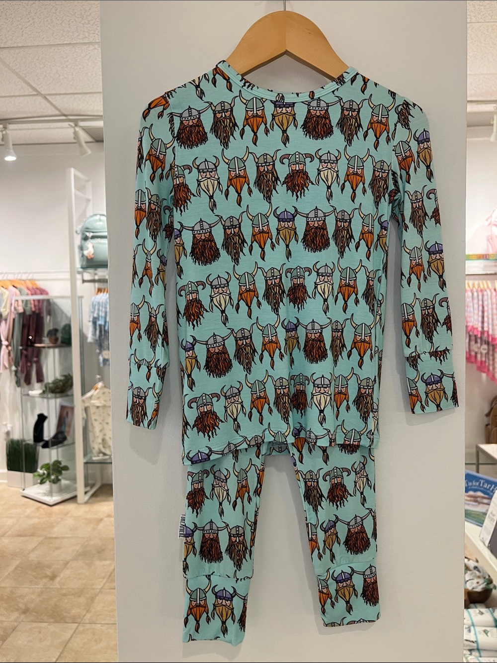 NWT! Kids' Viking Print two-Piece Pajamas - Light Aqua
